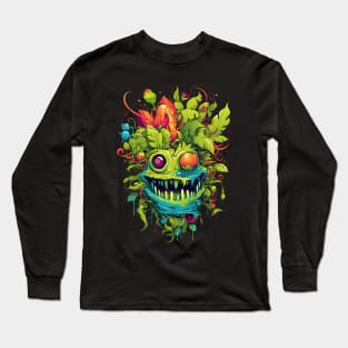 Colorful acid plant monster funny horror Long Sleeve T-Shirt